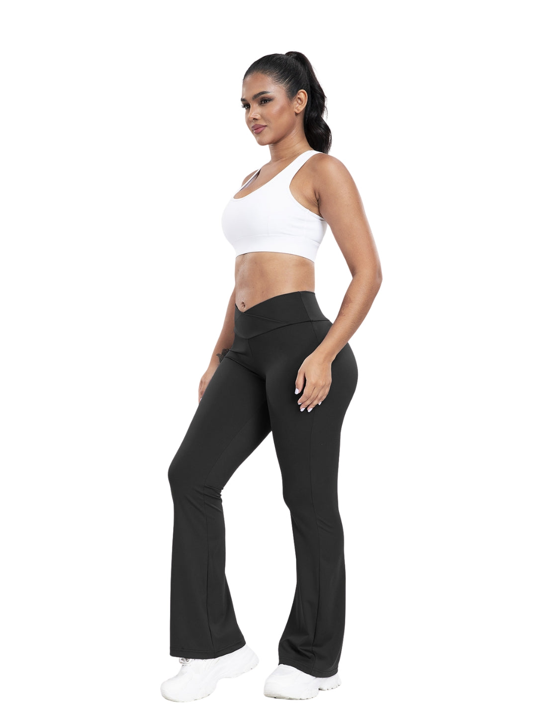 Pantalon évasé à ligne en V cintré